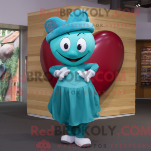 Teal Heart mascot costume...