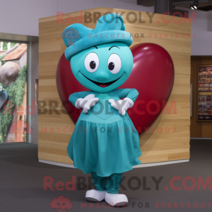 Teal Heart maskot kostume...