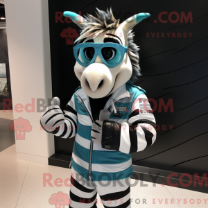 Teal Zebra Maskottchen...