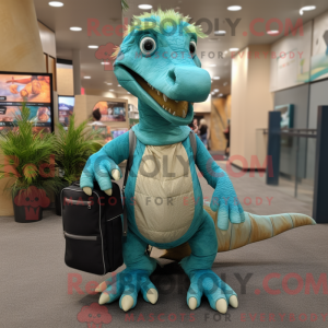 Turquoise Utahraptor mascot...