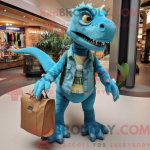 Turquoise Utahraptor mascot...