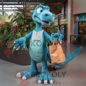 Turquoise Utahraptor mascot...