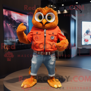 Orange Owl-maskot kostym...