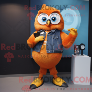 Orange Owl maskot kostyme...