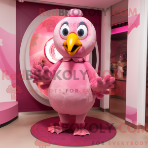 Pink Tyrkiet maskot kostume...