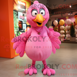 Pink Tyrkiet maskot kostume...