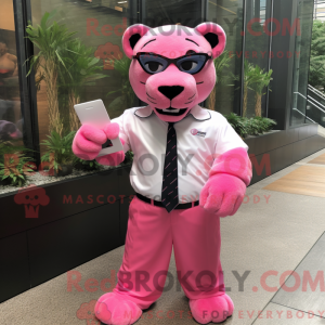 Pink Jaguar mascot costume...