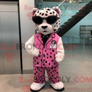 Pink Jaguar mascot costume...