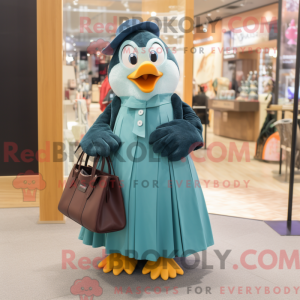 Teal Penguin mascot costume...