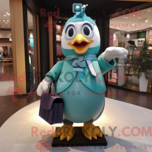 Teal Penguin mascot costume...