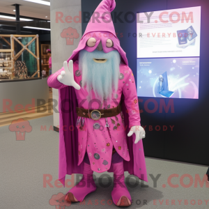 Pink Wizard mascot costume...