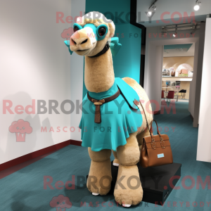 Teal Camel mascottekostuum...