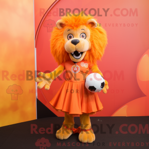 Orange Lion mascot costume...