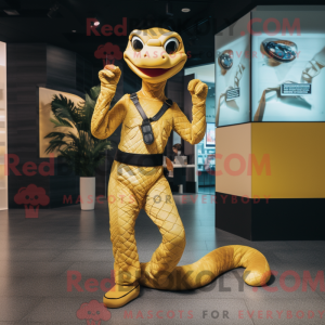 Gold Python mascot costume...