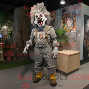 Gray Evil Clown mascot...