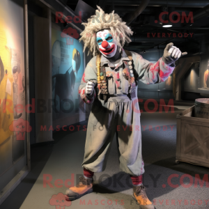 Gray Evil Clown mascot...