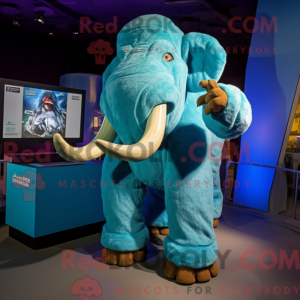 Cyan Mammoth mascot costume...