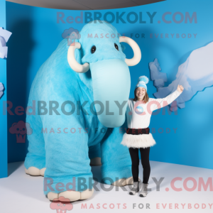 Cyan Mammoth maskot kostume...