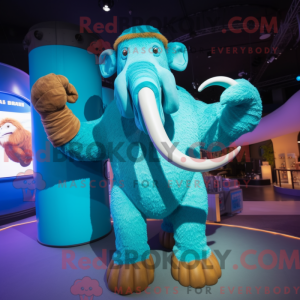 Cyan Mammoth mascot costume...