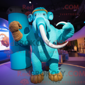 Cyan Mammoth maskot kostume...