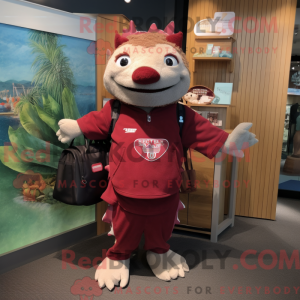 Maroon Tuna maskot kostume...