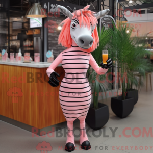 Peach Zebra maskot kostume...