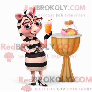 Peach Zebra mascot costume...