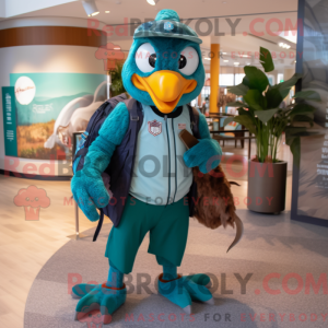 Teal Hawk-maskotdraktfigur...