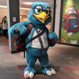 Teal Hawk mascot costume...