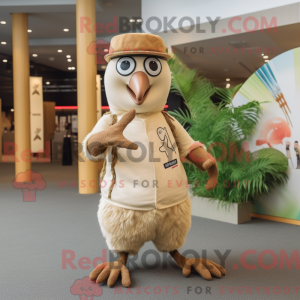 Beige Kiwi maskot kostume...