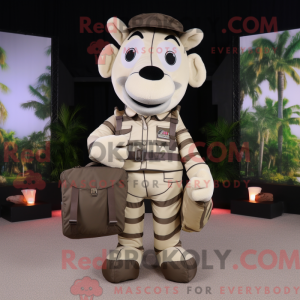 Tan Zebra maskot kostume...