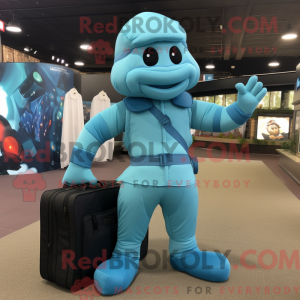 Cyan Commando mascot...