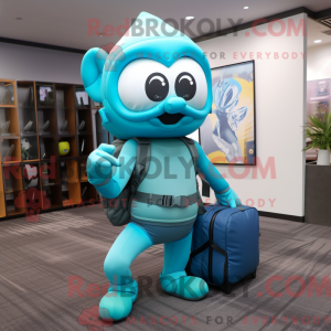 Cyan Commando maskot...
