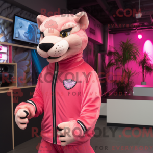 Pink Puma mascot costume...