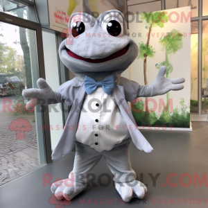 Grå frosk-maskotdraktfigur...