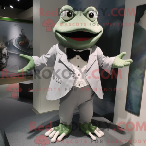 Gray Frog mascot costume...