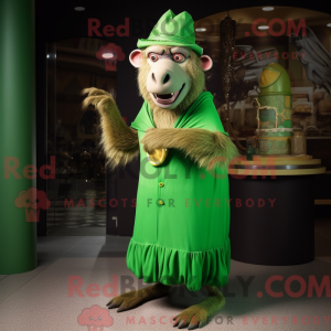 Green Baboon mascot costume...