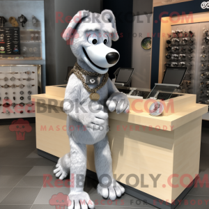 Silver Dog mascot costume...