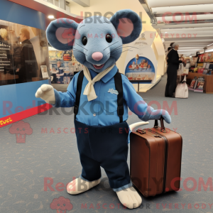 Blue Rat mascot costume...
