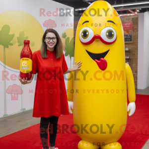 Gele fles ketchup mascotte...