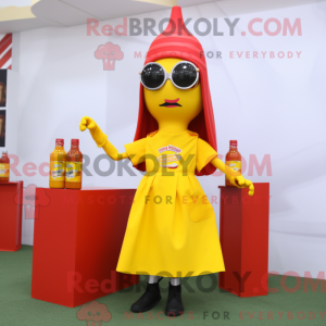 Gul flaske ketchup maskot...