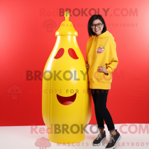 Gul flaske ketchup maskot...