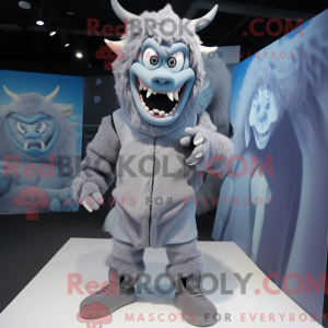 Gray Devil mascot costume...