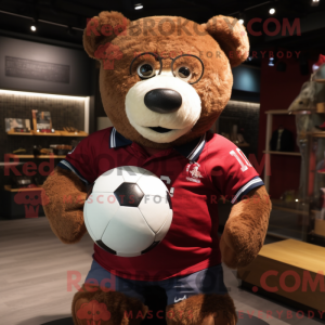 Maroon Teddy Bear mascot...