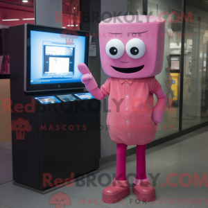 Pink tv-maskotkostumefigur...