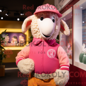 Pink Merino Sheep mascot...
