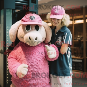 Pink Merino Sheep maskot...