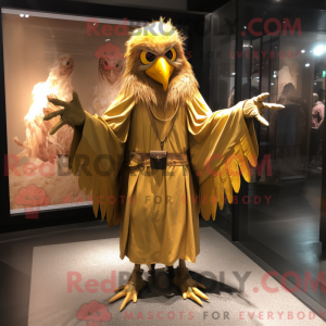 Gold Harpy maskot kostume...