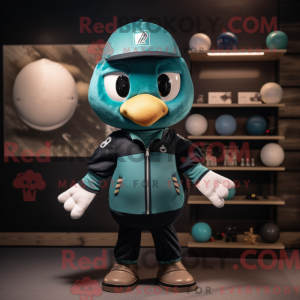 Teal Juggle mascot costume...