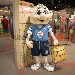 Beige Soccer Goal mascot...